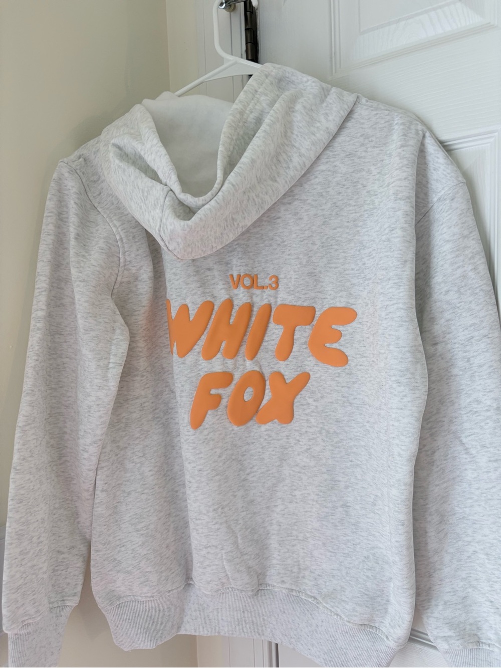 White Fox Boutique Heather Gray Hoodie with Orange Logo